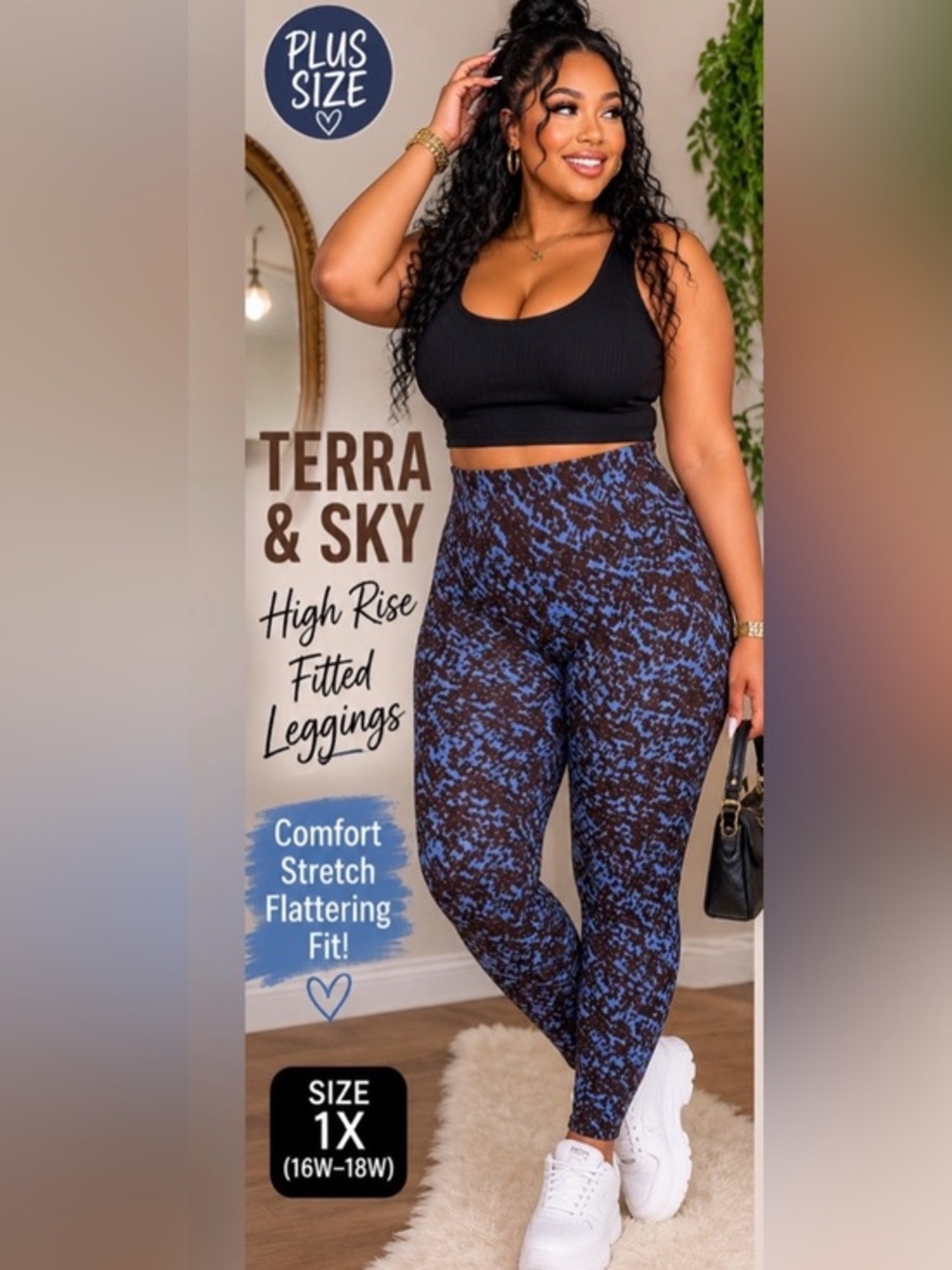 Terra & Sky Blue Breeze Snake-Print High-Rise Leggings - Plus 1X 16W-18W